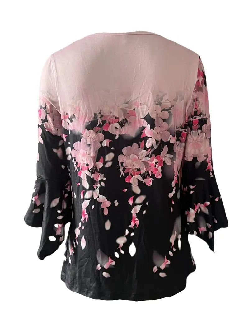 ๐ธ Asymmetrical Spike Button 3/4 Sleeve T-Shirt โ Effortless Chic