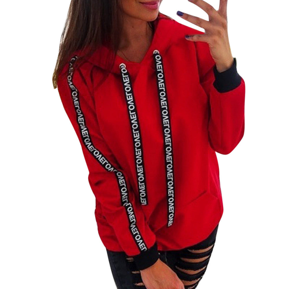 Women's Oversized Alphabet Ribbon Hoodie Plus Size 18+