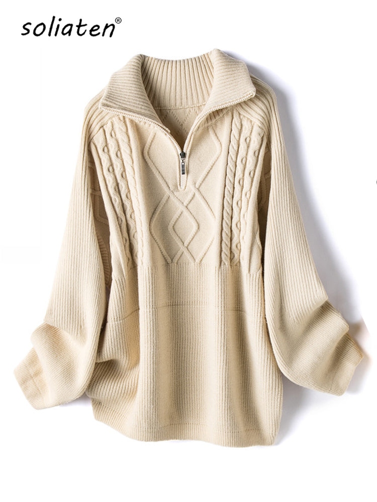 Women's Oversized Thick Knitted Wool Sweater