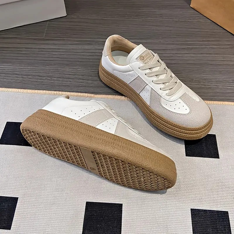 Autumn Women's White Lace-up Casual Running Sneakers