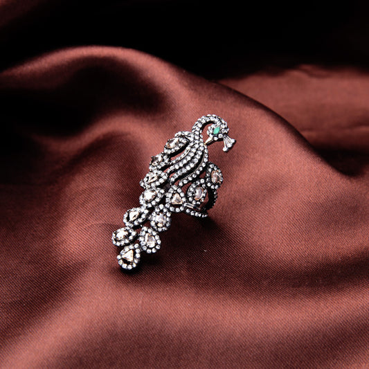 Elegant Diamond Peacock Ring for Women