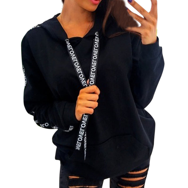 Women's Oversized Alphabet Ribbon Hoodie Plus Size 18+