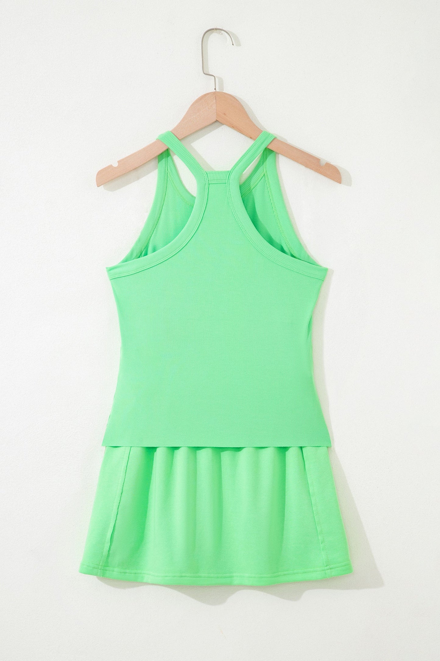 Sky Blue Slim Tank Top Elastic Waist Mini Skort 2pcs Outfit