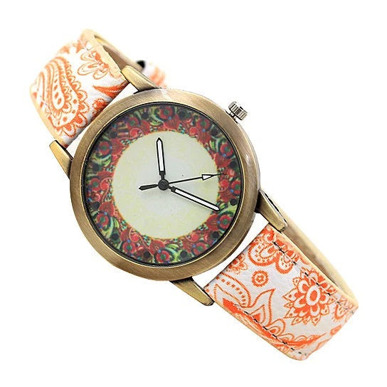 Pretty Patterns Watch With Henna Style Belt And Mandala Dial