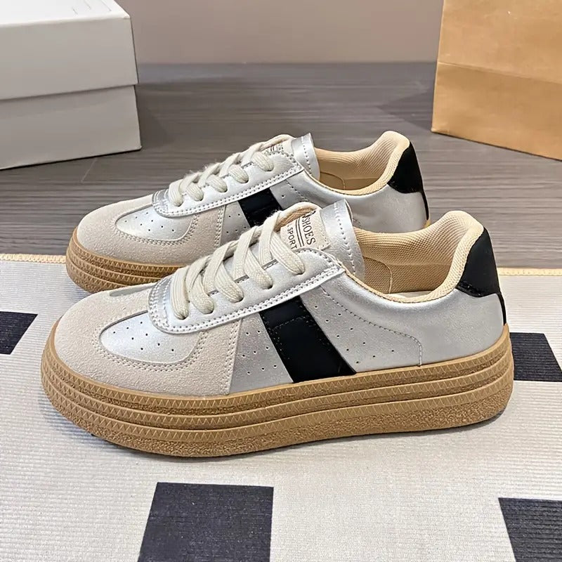 Autumn Women's White Lace-up Casual Running Sneakers