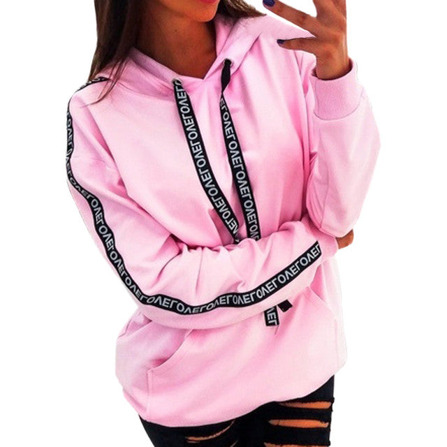 Women's Oversized Alphabet Ribbon Hoodie Plus Size 18+