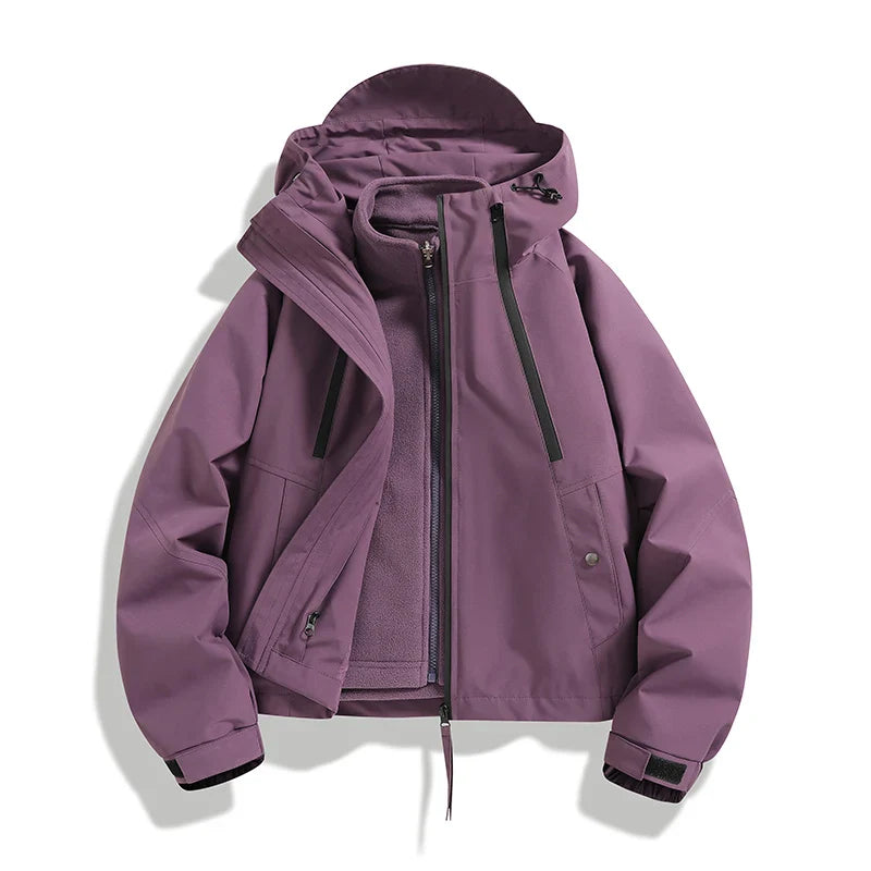 CHRLCK Women Waterproof Hiking 3IN1 Jackets Winter Warm Windproof Windbreakers Women Camping Trekking Thin Jacket Woman