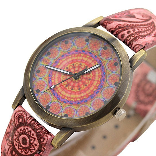 Pretty Patterns Watch With Henna Style Belt And Mandala Dial