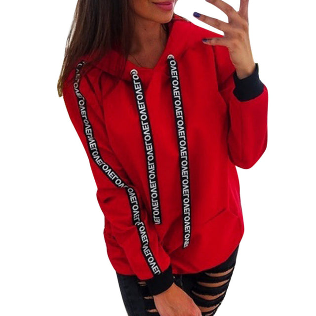 Women's Oversized Alphabet Ribbon Hoodie Plus Size 18+