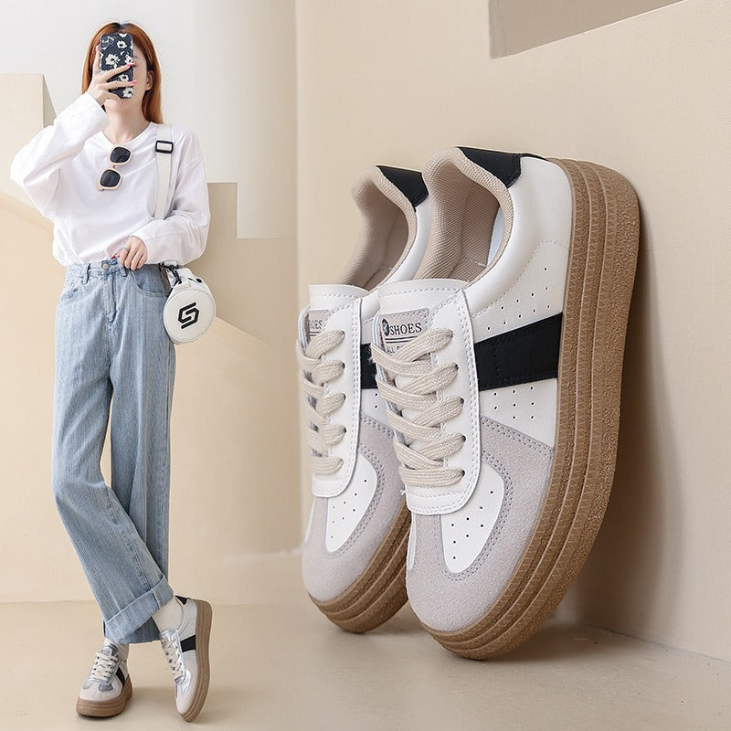 Autumn Women's White Lace-up Casual Running Sneakers