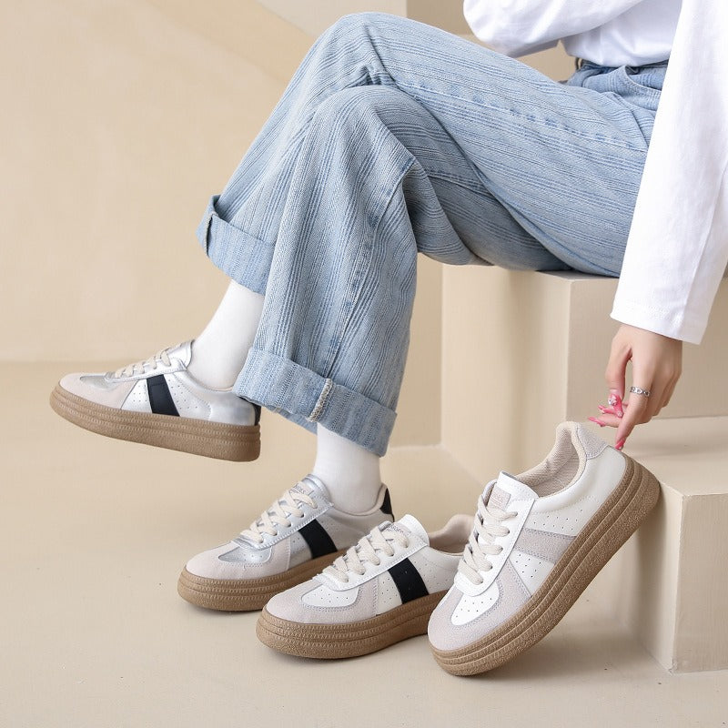 Autumn Women's White Lace-up Casual Running Sneakers
