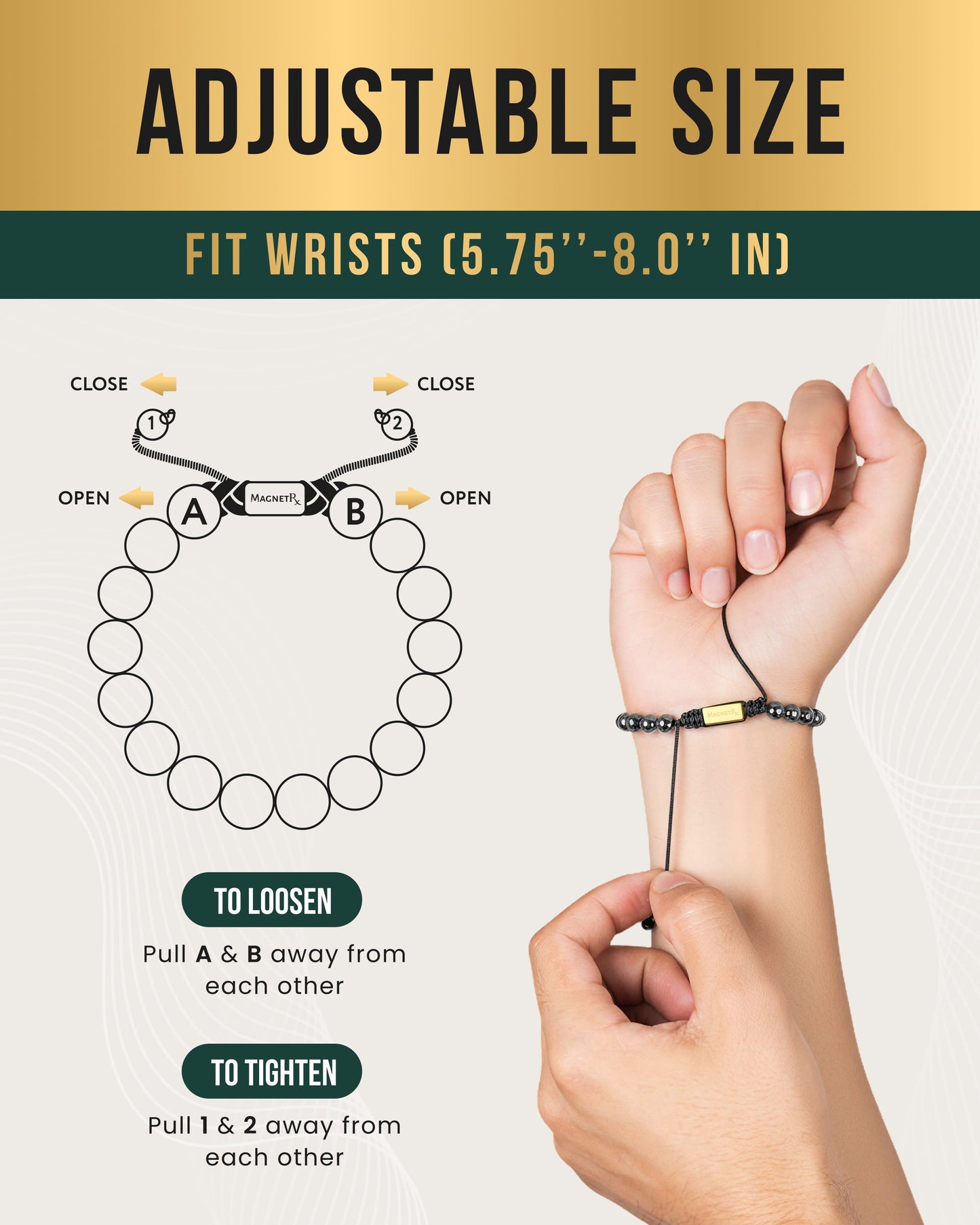 High Power Magnetic Hematite Bracelet Gold Zeus