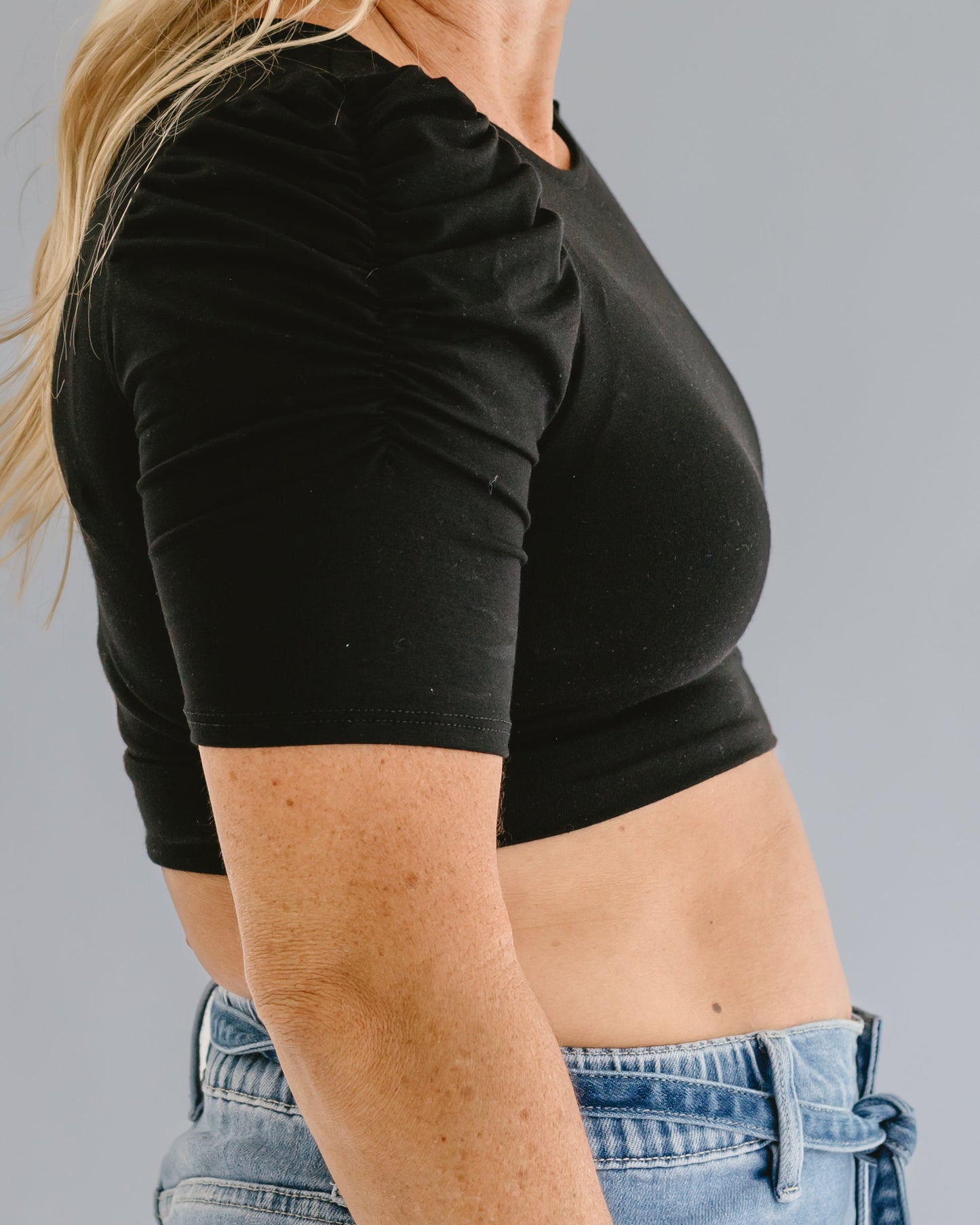 Ruched Sleeve Halftee
